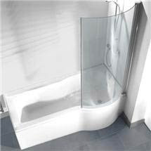 P-shaped Shower Bath Pack with Curved Shower Screen - Right hand option