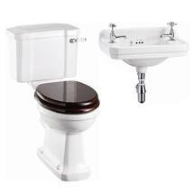 Burlington Cloakroom Slimline Toilet w/ Edwardian Wall Mounted 2TH Basin