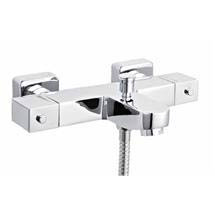 Premier - Wall Mounted Square Thermostatic Bath/Shower Mixer Valve - Bottom Outlet - Chrome - VBS005