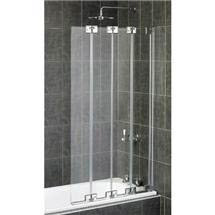 Aqualux - Pura Frameless 4 Fold Bath Screen - Polished Silver - FBS0147AQU