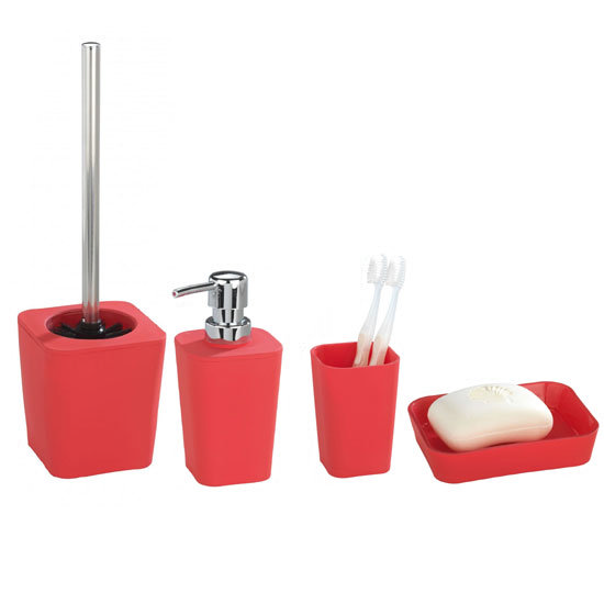 Wenko Rainbow Bathroom Accessories Set  Red at Victorian 