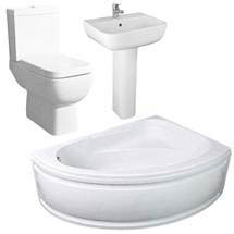 Rak Series 600 Bathroom Suite with Orlando Corner Bath - Right Hand Option