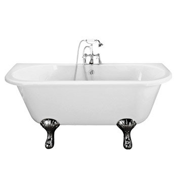 1700 Double Ended Back to Wall Free Standing Bath with Chrome Leg Set