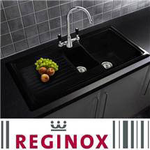 Reginox Traditional Black Ceramic 1.5 Kitchen Sink and Brooklyn Mixer Tap