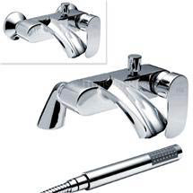Hudson Reed Reign Deck/Wall Mounted Open Spout Bath Shower Mixer w/ Shower Kit - REI304