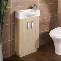 HIB - Reno Cloakroom Floor Standing Unit and Basin - Light Oak -1380041-9330