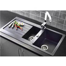 Reginox Adriatico 1.5 Composite Granite Kitchen Sink - Onyx Black - RGA15