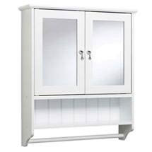 Croydex - MDF Ribble Double Door Mirrored Bathroom Cabinet with Shelf & Rail