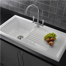 Reginox White Ceramic 1.0 Bowl Kitchen Sink with Elbe Mixer Tap