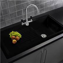 Reginox Traditional Black Ceramic 1.0 Kitchen Sink and Brooklyn Mixer Tap
