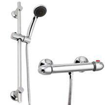 Juno Round Thermostatic Bar Valve & Slide Rail Kit - Chrome
