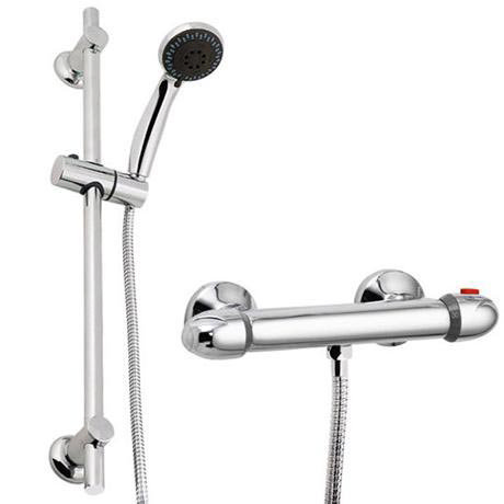 Juno Round Thermostatic Bar Valve & Slide Rail Kit - Chrome
