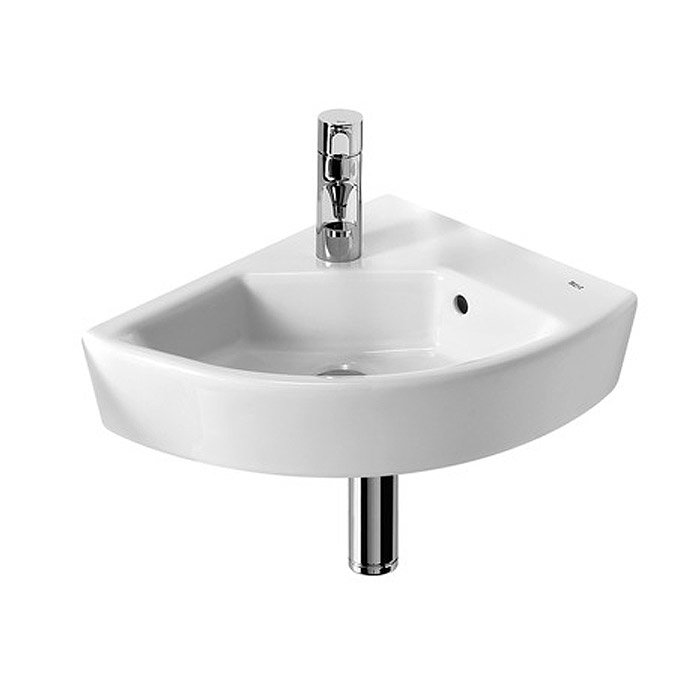 ... 350 x 430mm Offset Wall-hung 1TH Corner Basin at Victorian Plumbing UK