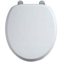 Burlington Gloss White Toilet Seat with Chrome hinge - S13
