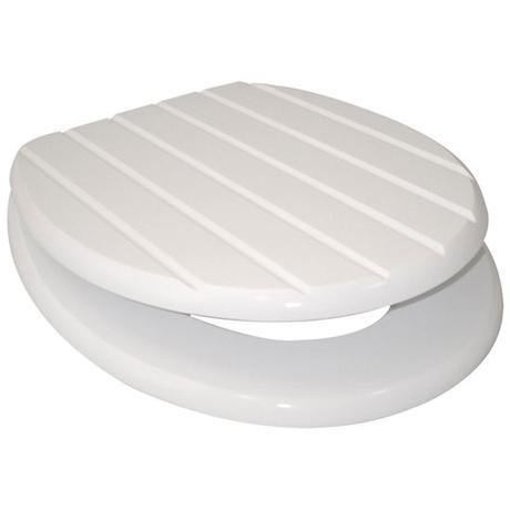 White Grooved Wood Toilet Seat - Clearance Slight Damage - 83210-14D