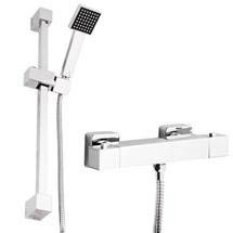 Manhattan Square Thermostatic Bar Valve & Slide Rail Kit - Chrome