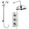 Traditional Concealed Shower Valve w/ Slide Rail Kit & Wall Mounted Fixed Head