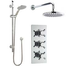 Minimalist Concealed Shower Valve w/ Slide Rail Kit & Wall Mounted Fixed Head - Chrome