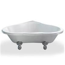 Clearwater - Heart Traditional Corner Bath with Chrome Ball & Claw Feet - T11FL4C