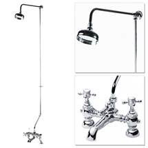 Premier - Traditional Edwardian Bath/Shower Mixer with Rigid Riser Kit - Chrome Plated