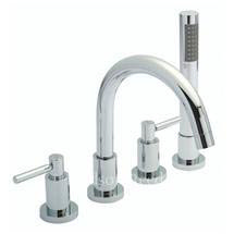 Hudson Reed Tec Lever 4 Tap Hole Bath Mixer w/ Swivel Spout, Shower Kit Hose & Retainer