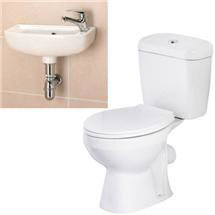 Unispace 1TH Cloakroom Suite with Basin Mixer Tap and Chrome Bottle Trap