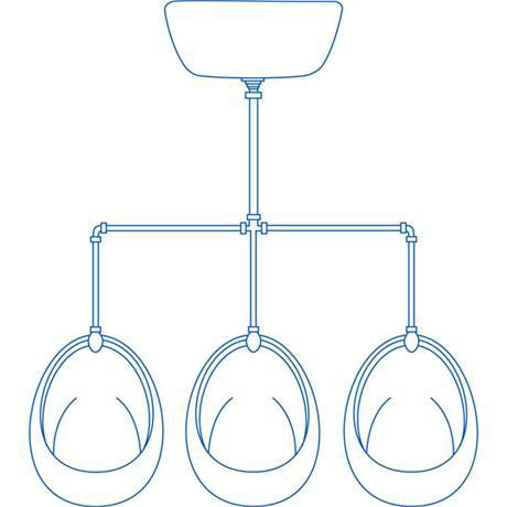 Arley - 3 Bowl Exposed Urinal System - ARL-URI-3