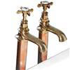 Original Bronze Bath Taps on Copper Standpipes with matching Bronze Basin Taps