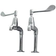 Original Polished Chrome Lever Kitchen Bib Taps on Stand Pipes