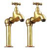 Original Polished Brass Kitchen Bib Taps on Stand Pipes