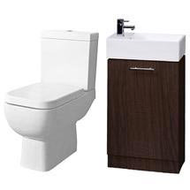 Rak Series 600 Toilet and Ebony Brown Compact Cabinet and Basin Set