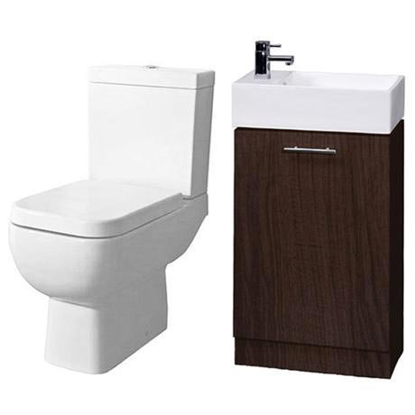 Rak Series 600 Toilet and Ebony Brown Compact Cabinet and Basin Set