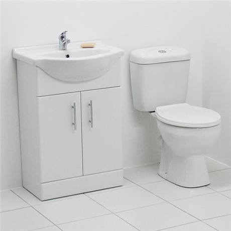 Lyon High Gloss White Vanity Unit Cloakroom Suite 550mm