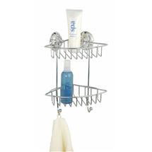 Wenko SuperLoc Corner Storage Shelf with Hooks - Double - 17291100