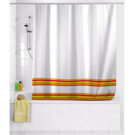 Wenko Orange Stripes PEVA Shower Curtain - 120 x 200cm - 19112100