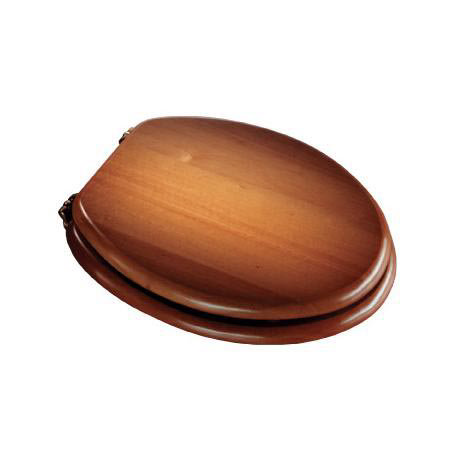 Croydex Antique Pine Wooden Toilet Seat with Brass Effect Fixings
