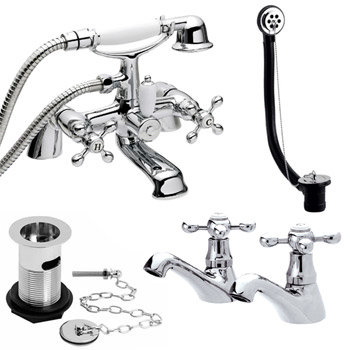 Ultra Traditional Viscount Bath Shower Mixer Pack - Chrome - X378