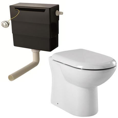 Back To Wall Toilet Pan & D-Shape Soft Close Seat with Concealed Cistern