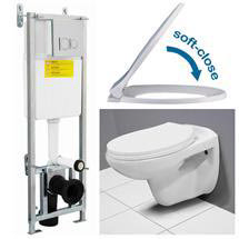Wall Hung Toilet with Dual Flush Concealed WC Cistern & Wall Hung Frame