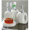 4pc Cream Ceramic Bathroom Set w/Oval Handle Style Hole