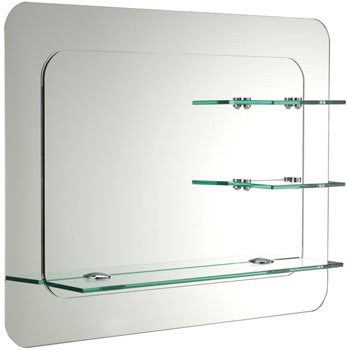 Trilogy Mirror on Mirror with Shelves - 600 x 800mm