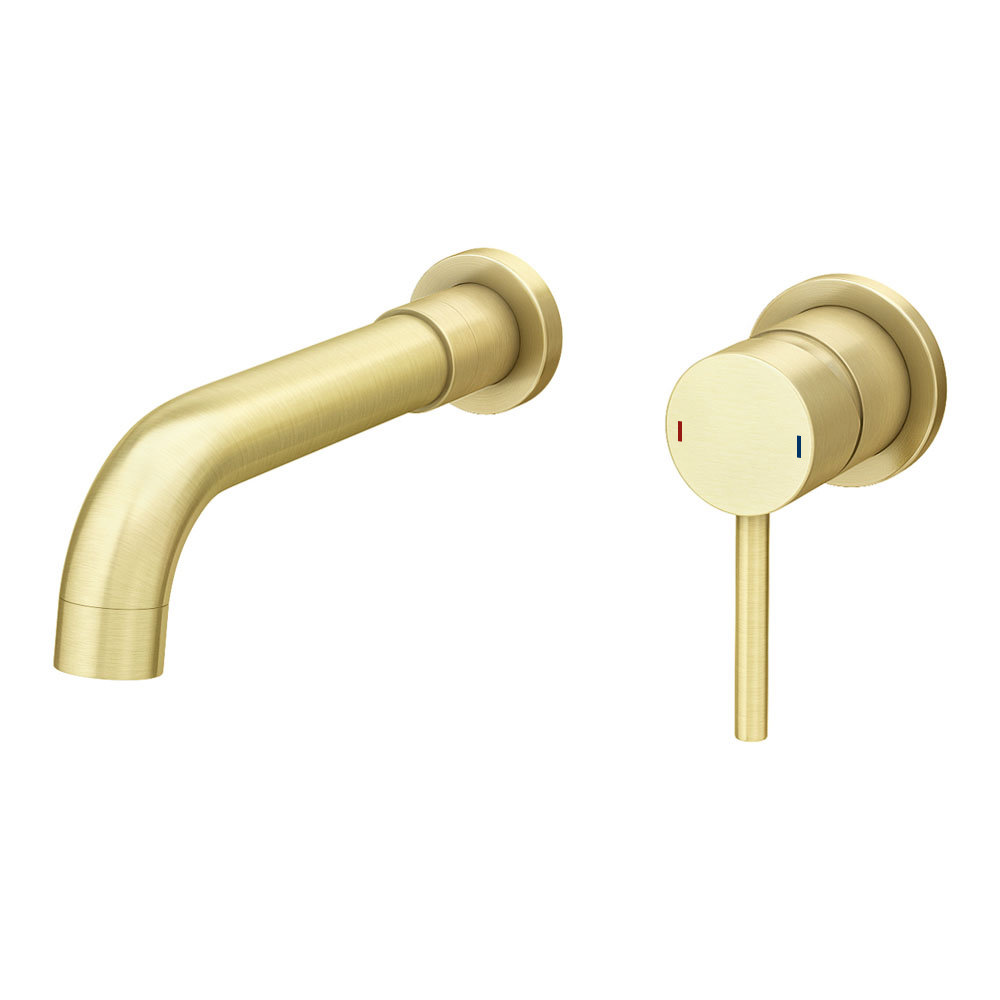 Arezzo Round Brushed Brass Wall Mounted Th Basin Mixer Tap