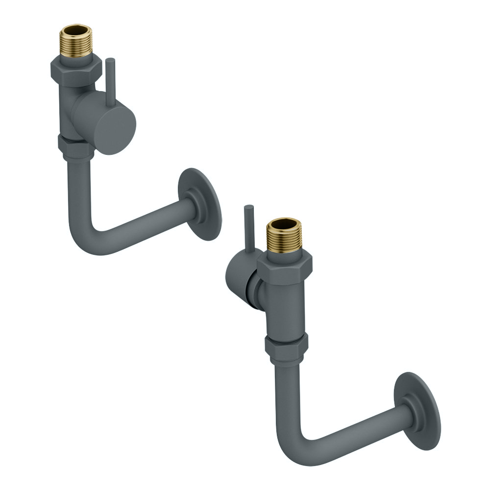 Arezzo Round Straight Radiator Valves Incl Curved Angled Pipes