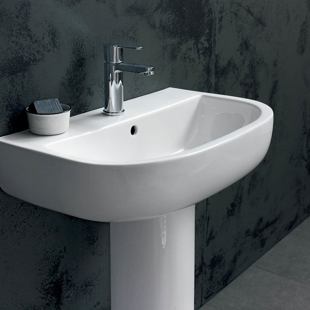 Britton Bathrooms Compact Washbasin With Round Pedestal Online Now