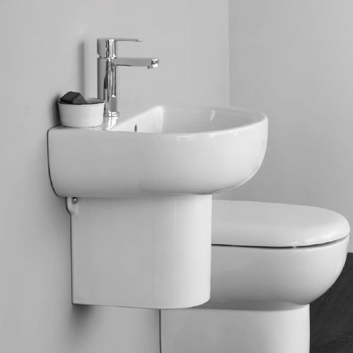 Britton Bathrooms Compact Washbasin With Semi Pedestal Online Now