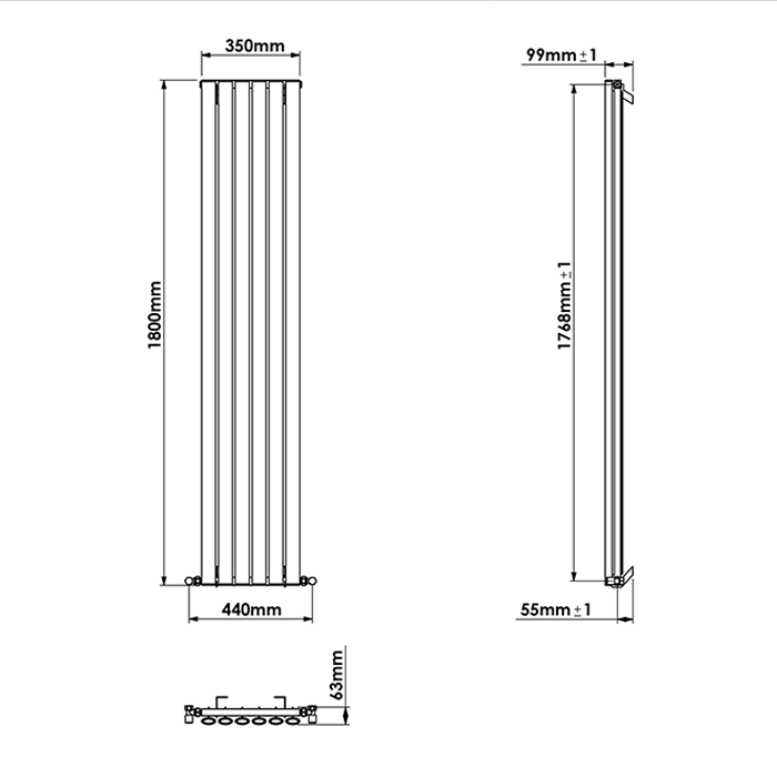 Carisa Tallis Single Panel Textured Navy Blue Aluminum Radiator 1800 X