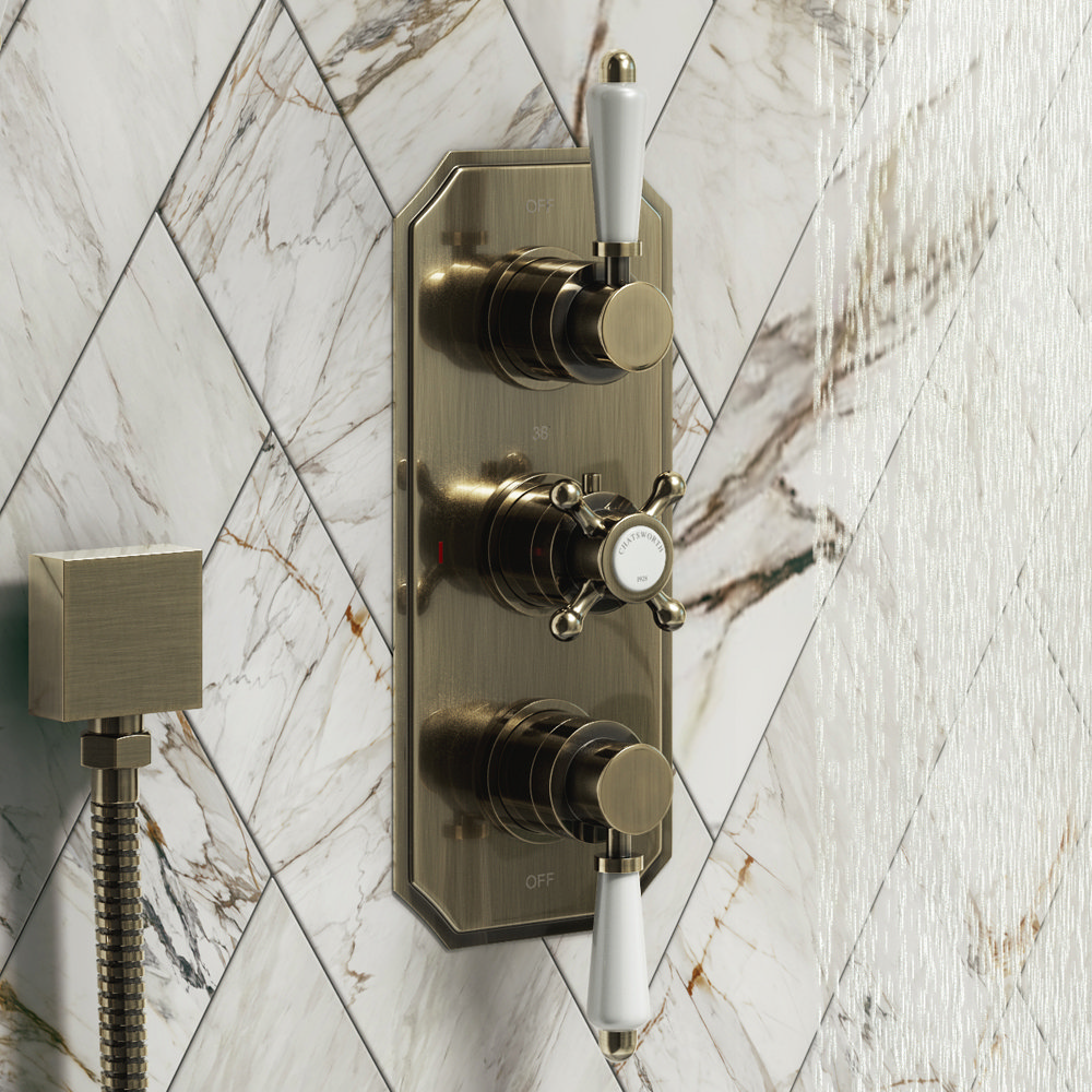 Chatsworth Antique Brass Traditional Shower W Concealed Valve