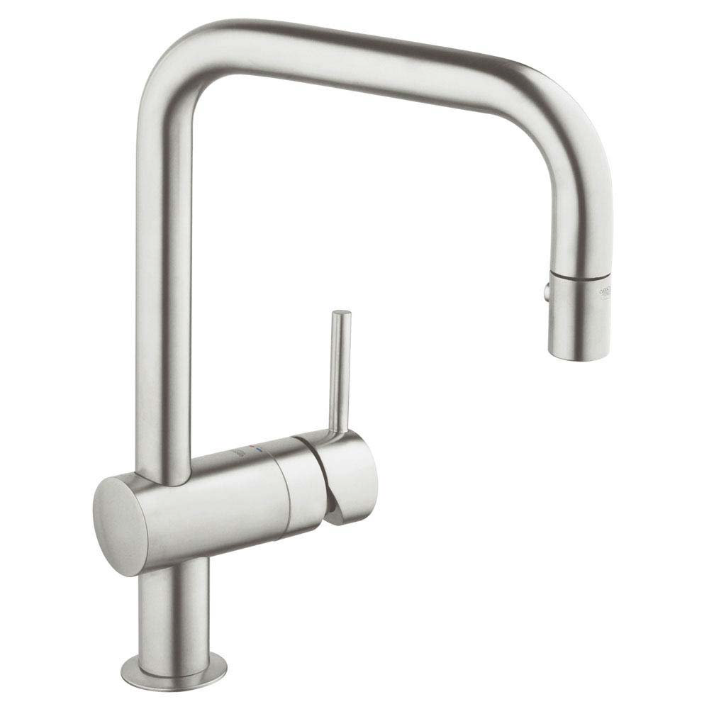 Grohe Minta Kitchen Sink Mixer With Pull Out Spray Supersteel Dc