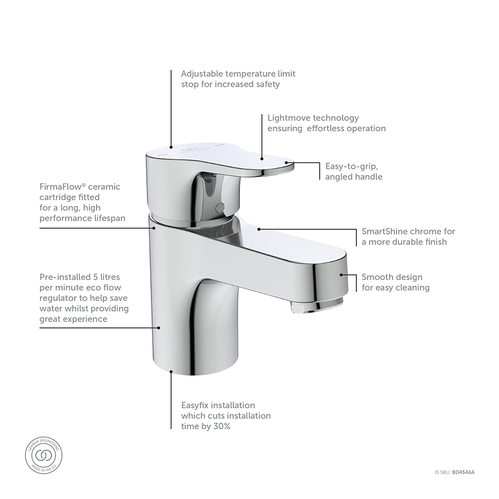 Ideal Standard Cerabase Mini Basin Mixer With Click Waste