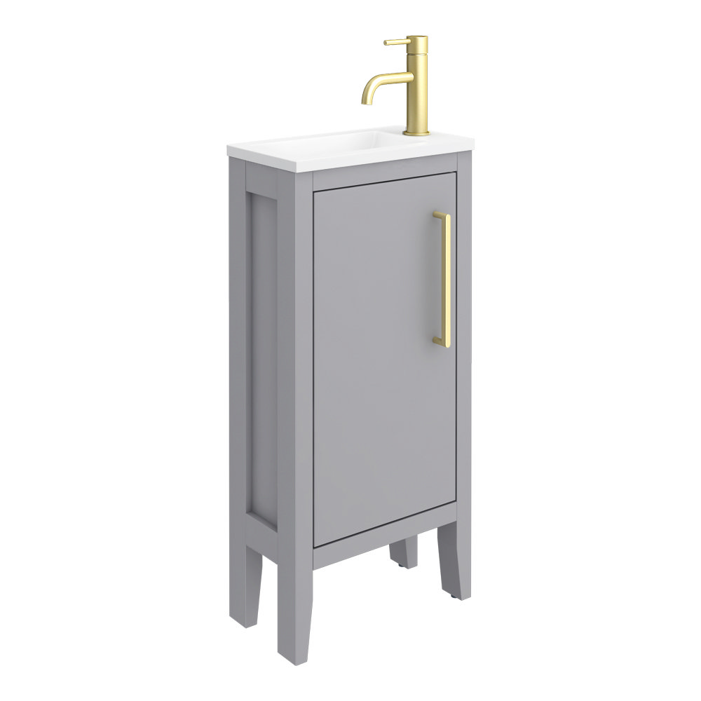 Montrose 400mm Dove Grey Cloakroom Vanity Unit With Brushed Brass